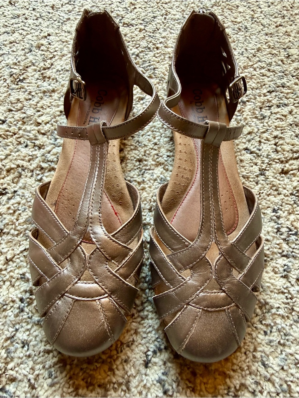 Cobb Hill by New Balance Women's Strappy T-Top Flats in Pewter